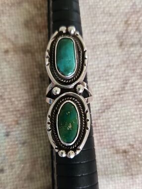 Vintage Native American Sterling Silver Turquoise Ring Size 7